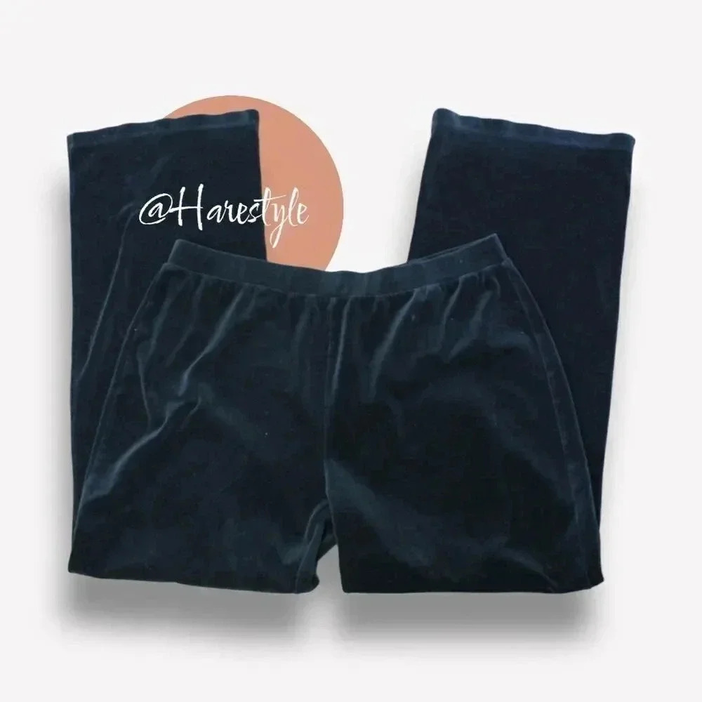 ST.JOHN sport lack wide leg velour track pants xl